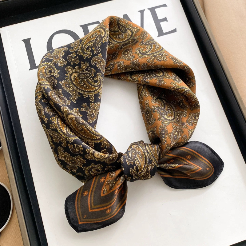 Vintage svileni šal s motivom kešu, mali kvadrat za proljeće i jesen, stil starog novca, 100% svila, za muškarce uz odijelo i džepni šal.