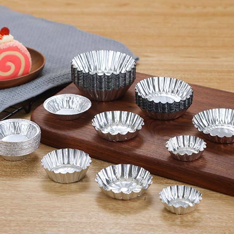 Jednokratna kalupa za pečenje s oblikom chrysanthemum od aluminijske folije, čipkasti rub, debeli kalup za jaja tart i kolač