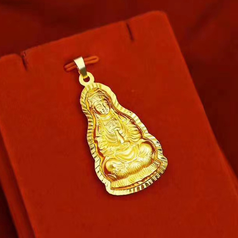 Pozlaćeni mesing privjesak: Guanyin i Buda Maitrej, unisex ogrlica