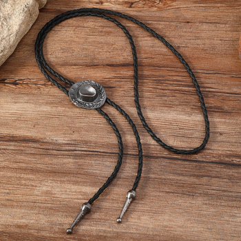 Vintage bolo tie od cinkovog legura s detaljem užeta, zapadnjački kaubojski stil, unisex, duljina 81 cm i više