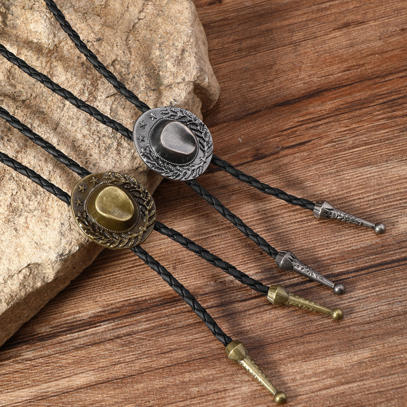 Vintage bolo tie od cinkovog legura s detaljem užeta, zapadnjački kaubojski stil, unisex, duljina 81 cm i više