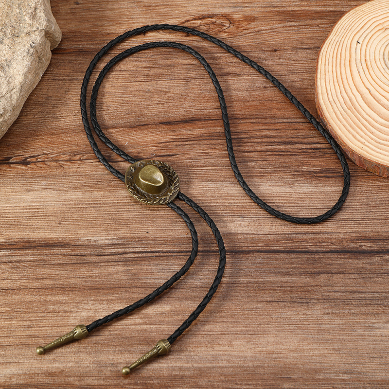 Vintage bolo tie od cinkovog legura s detaljem užeta, zapadnjački kaubojski stil, unisex, duljina 81 cm i više
