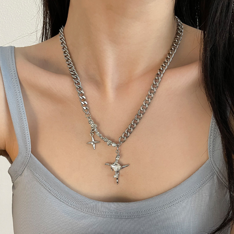 Manxing kubanska ogrlica s križnim privjeskom, unisex, minimalistički stil, legura