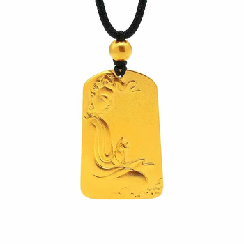 Guanyin privjesak na pozlaćenom bakrenom lančiću, unisex, retro stil, antički postupak izrade