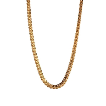 Muški ogrlica od titan čelika, 3 mm, dvostrano brušena bambus lanac, 18K zlatni premaz, hip-hop nakit