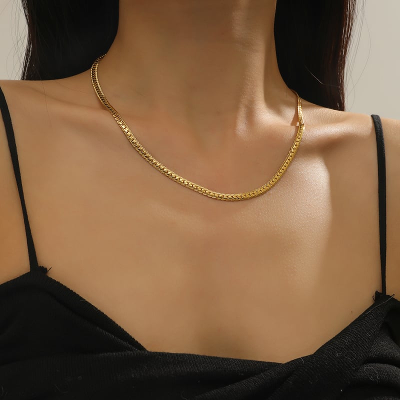 Pozlaćeni bakreni ogrlica s ravnom hadskom lancem, unisex, duljina 51–80 cm, euro-američki stil