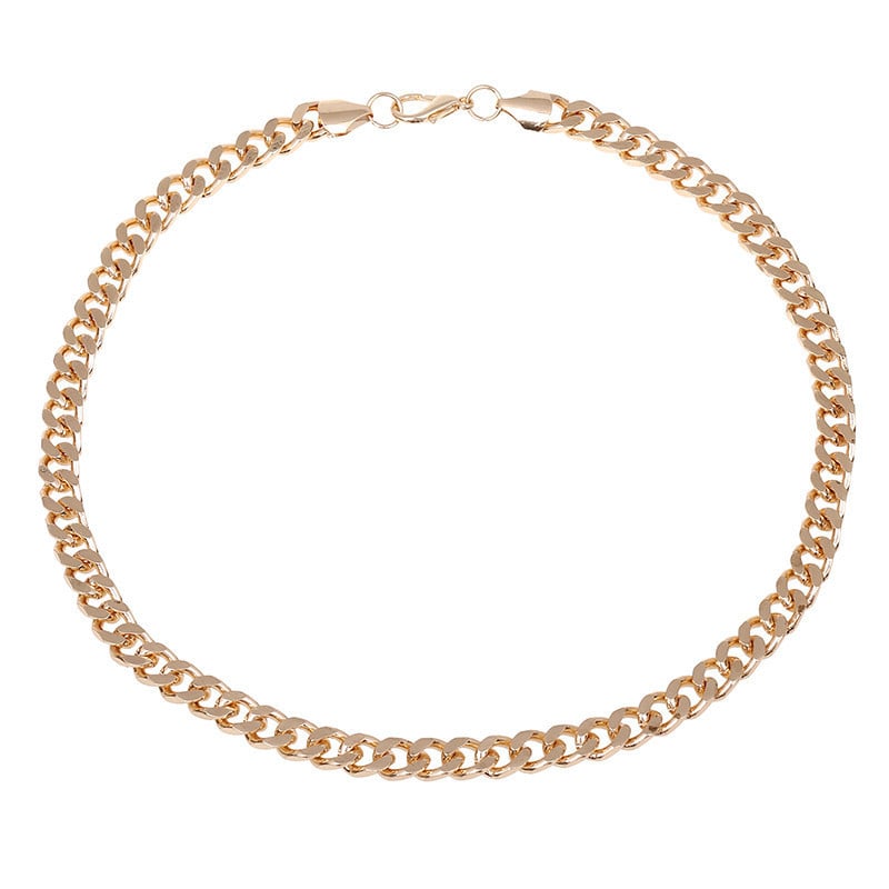 Unisex zlatno-toni lanac s NK4 kvadratnim privjeskom, geometrijski debeli lanac, duljina 51–60 cm, od željeza