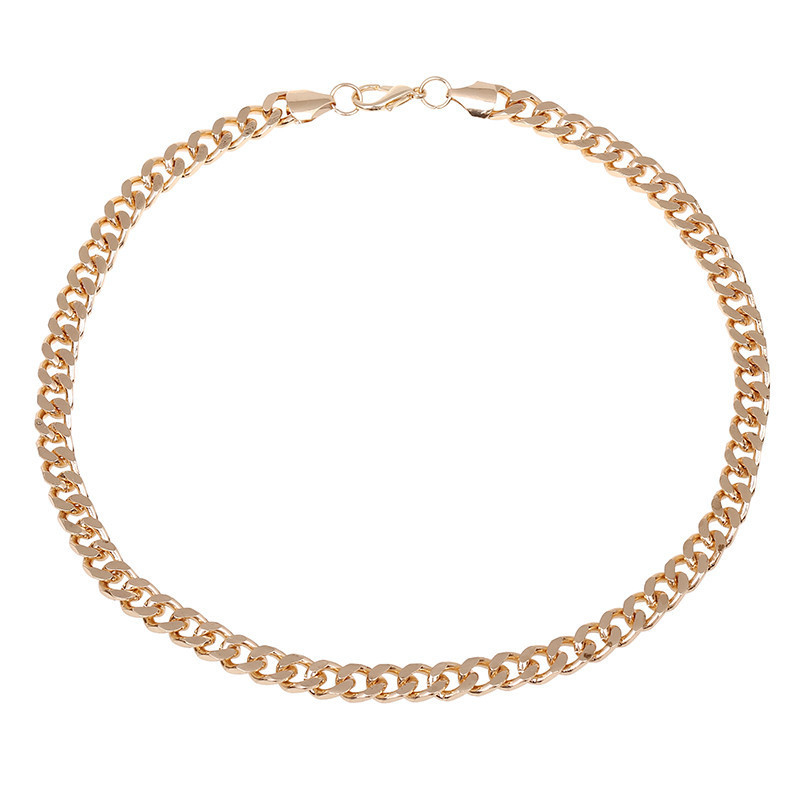Unisex zlatno-toni lanac s NK4 kvadratnim privjeskom, geometrijski debeli lanac, duljina 51–60 cm, od željeza