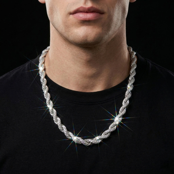 Unisex ogrlica od cinkovog legura, 10 mm twist lanac s dijamantima, hip-hop stil, dizajn 2025