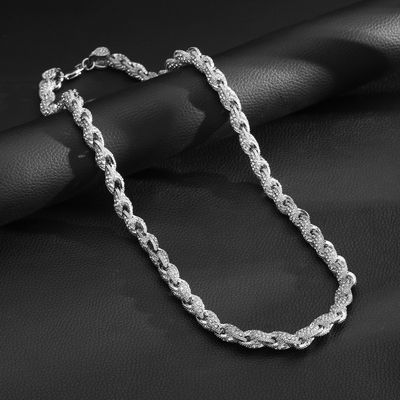 Unisex ogrlica od cinkovog legura, 10 mm twist lanac s dijamantima, hip-hop stil, dizajn 2025