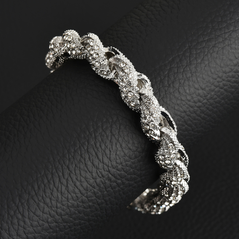 Unisex ogrlica od cinkovog legura, 10 mm twist lanac s dijamantima, hip-hop stil, dizajn 2025