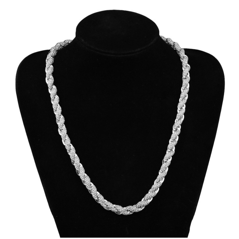Unisex ogrlica od cinkovog legura, 10 mm twist lanac s dijamantima, hip-hop stil, dizajn 2025
