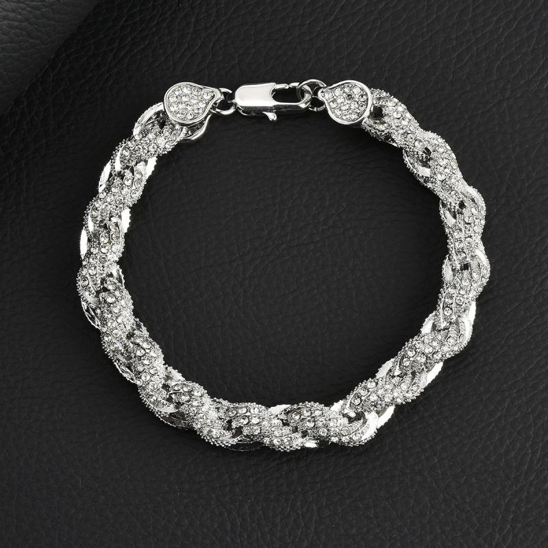 Unisex ogrlica od cinkovog legura, 10 mm twist lanac s dijamantima, hip-hop stil, dizajn 2025