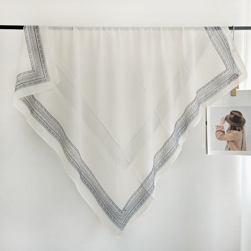 Šal kvadratni 110 cm – imitacija svile i pamuka, lagani veo, zaštita od sunca, za putovanja, ženski šal