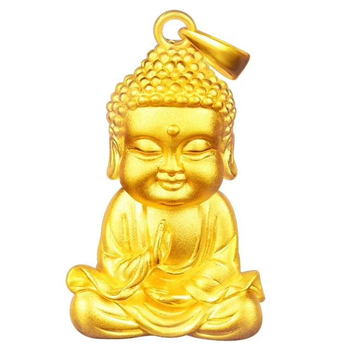 Pozlaćeni mosadni Buda privjesak za ogrlicu - Maitreya Buddha, unisex