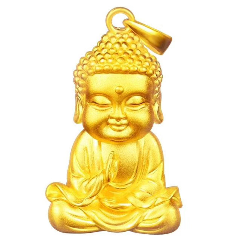 Pozlaćeni mosadni Buda privjesak za ogrlicu - Maitreya Buddha, unisex