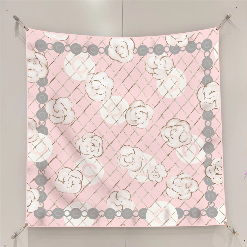 90×90 cm poliester šal kvadratnog oblika s ružičastim karom, twill tkanina, zaštita od sunca za putovanja