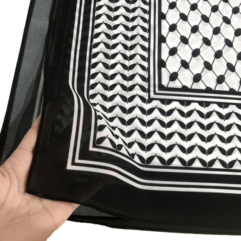 Chiffon nyomott fejkendő, 75×180 cm, napsugárzás elleni védelem és por elleni védelem, hosszú sál sivatagi stílusban, eredeti dizájn
