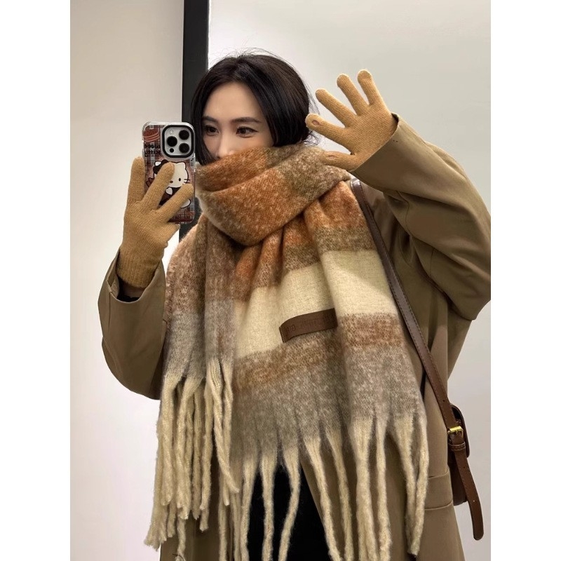 Női téli sál, koreai-brit stílus, elegáns és sokoldalú diáklányok számára, magas minőségű niche divat