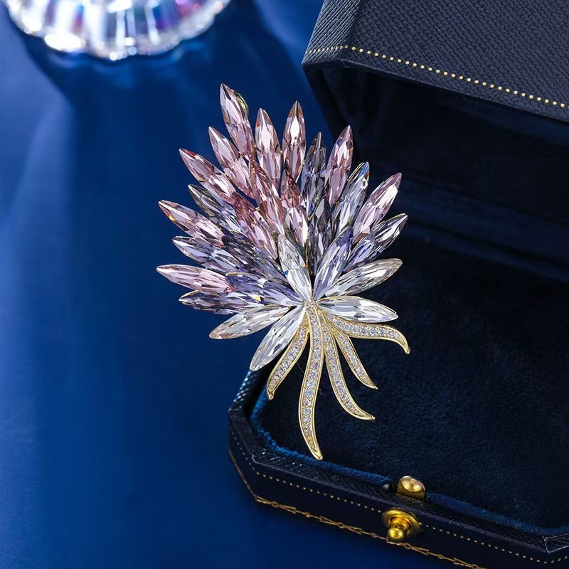 Kristalna broš s motivom pšenice, francuskog stila, elegantna plava boja, modni dodatak haljini
