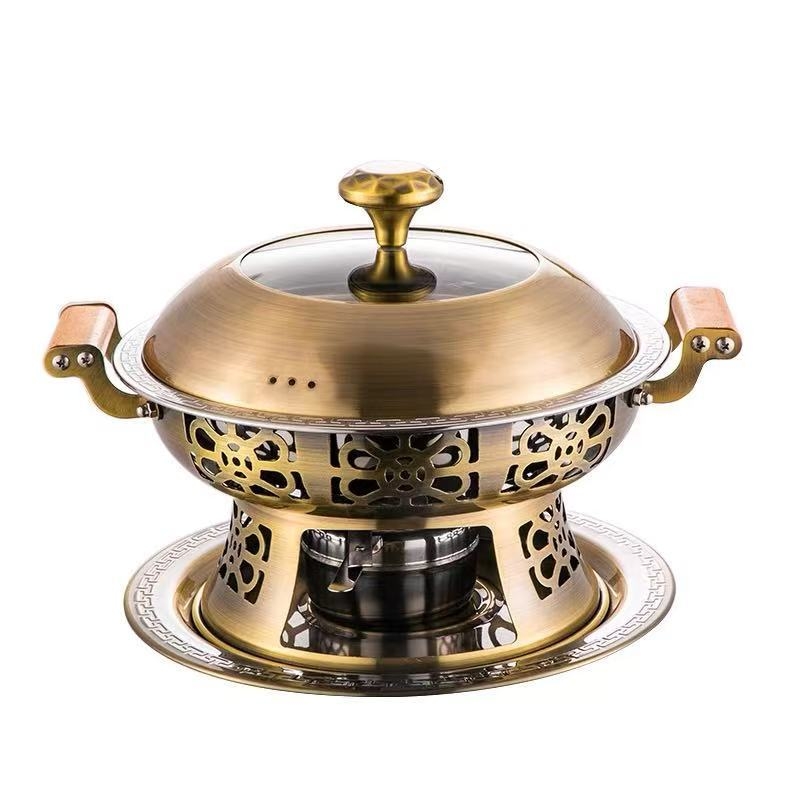 Mini nehrđajući lonac za hot pot s alkoholnim štednjakom, za jednu porciju, korejski stil, premaz protiv prijanjanja