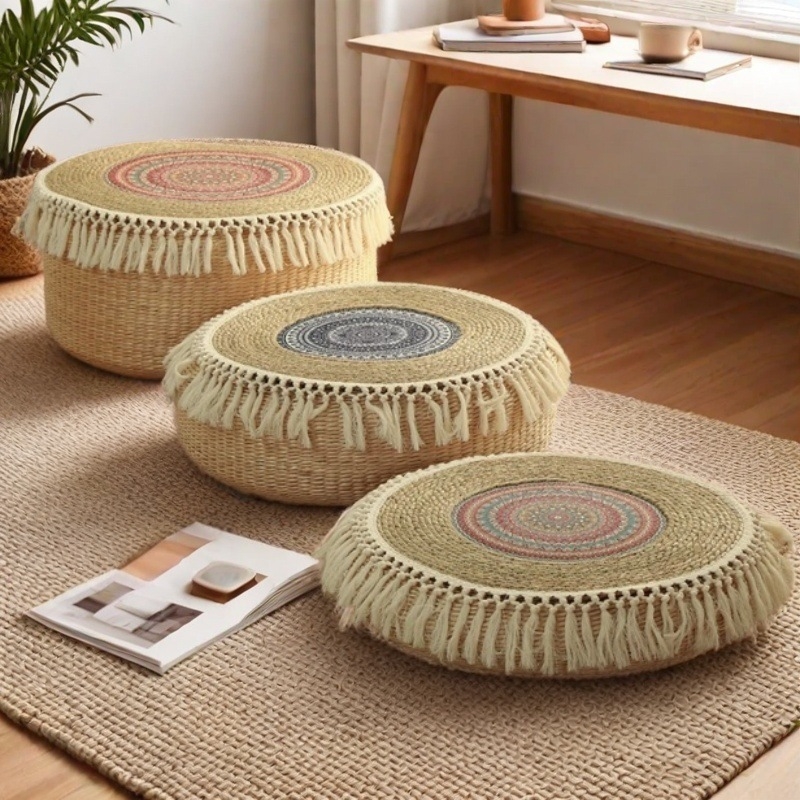 Slamnata prostirka za meditaciju i jogu, tatami stil, debela podloga za sjedenje