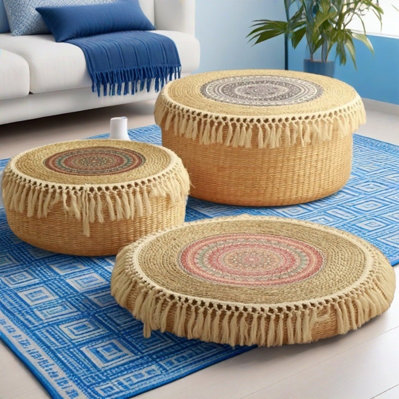Slamnata prostirka za meditaciju i jogu, tatami stil, debela podloga za sjedenje
