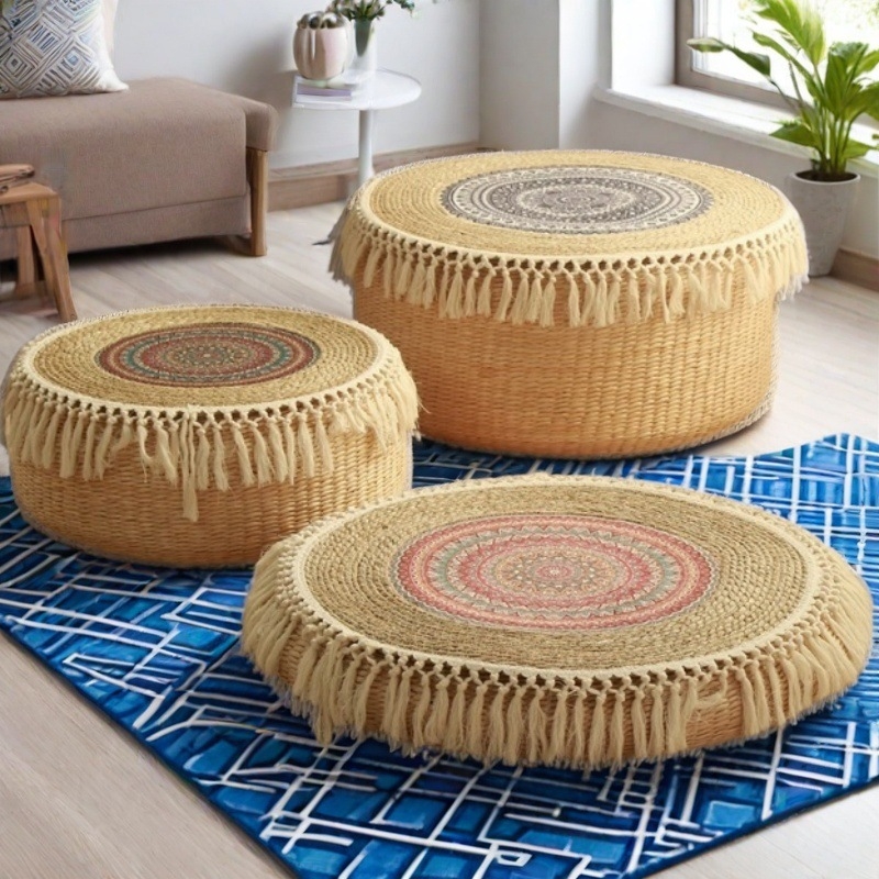 Slamnata prostirka za meditaciju i jogu, tatami stil, debela podloga za sjedenje