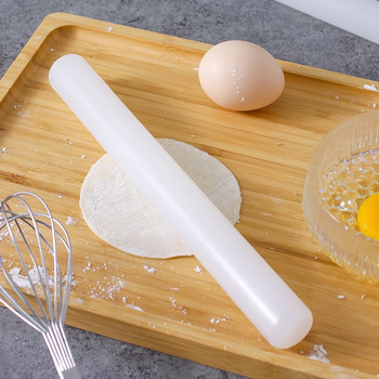 Fehér PP műanyag sodrófa szilikonos felülettel, tapadásmentes, nyújtáshoz tésztának és fondantnak