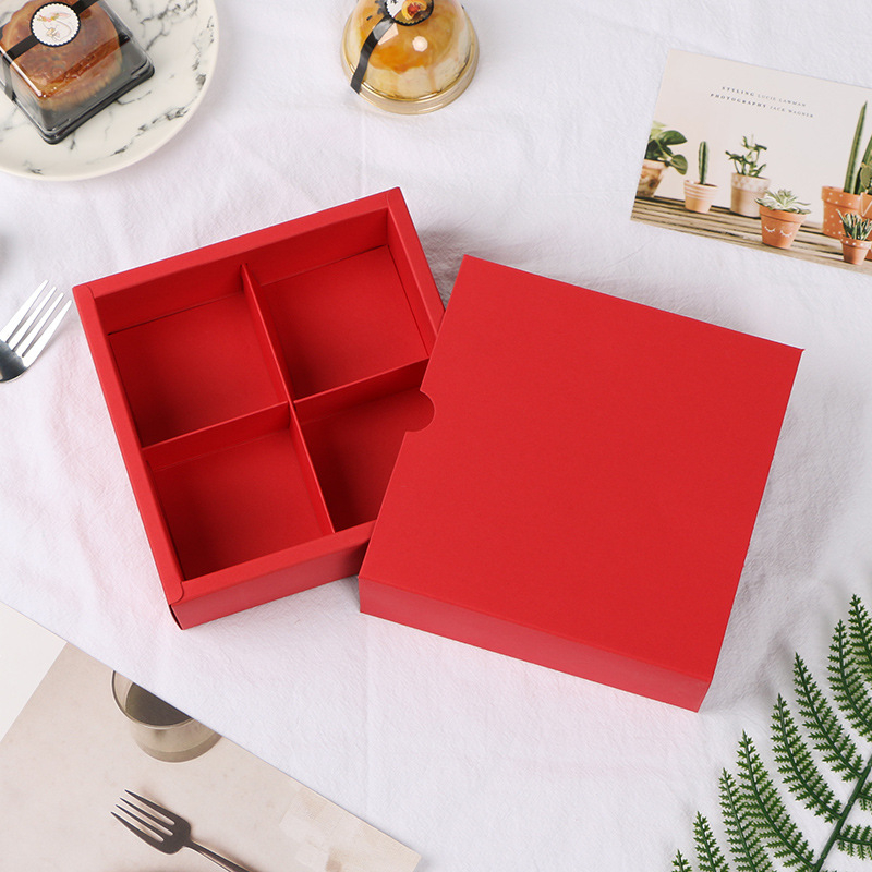 Set de 4 cutii pentru mooncake cu crustă de gheață, 80 g fiecare, finisaj mat transparent, culoare solidă, din hârtie, aproximativ 7,3 × 7,3 × 5 cm.