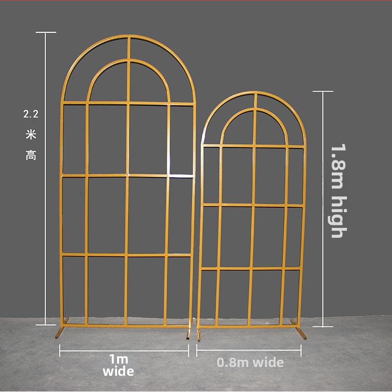 Nový svadobný dekor v čínskej téme: železný oblúk so štvorcovým rámom a geometrickým panelom, Mori inšpirovaný dizajn