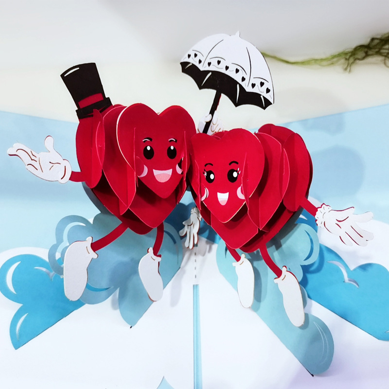 Valentinova 3D čestitka za parove, ručno izrađena, izrezbaren papir, pozivnica za vjenčanje