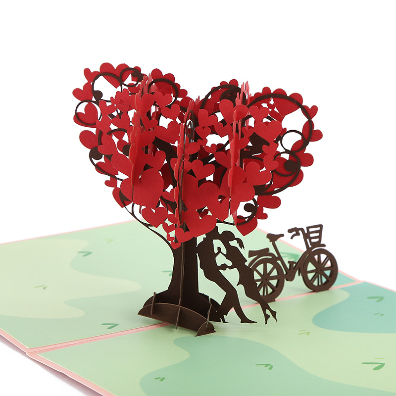 Valentinova 3D čestitka za parove, ručno izrađena, izrezbaren papir, pozivnica za vjenčanje
