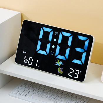 Višefunkcijski elektronički sat s velikim zaslonom, mjerenjem temperature i vlage, LED budilica za dnevni boravak, zidni ili stolni dekor