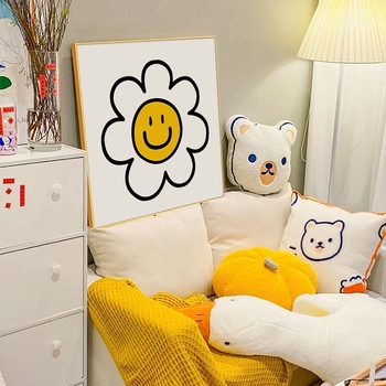Skandinavski dekorativni poster s osmijehom iscjeljujućeg motiva, pogodna za dnevni boravak i spavaću sobu; idealna za TV komodu, ormar za cipele i radni stol, s motivom suncokreta.