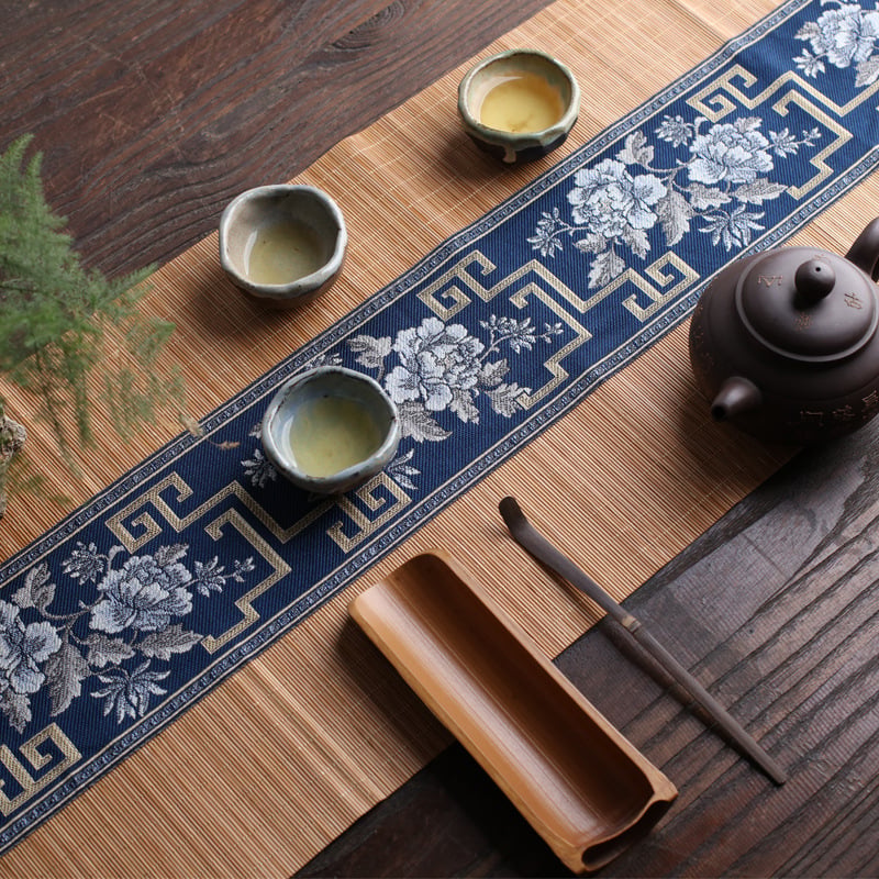 Bambusni stolni zastav za čajnu ceremoniju sa zen motivom, izolacijski jastučić, čajna zavjesa, retro stil