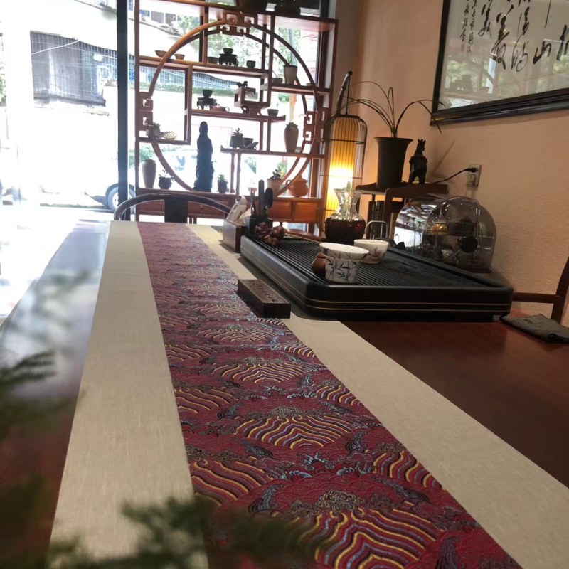 Kineskog stila Zen Yunjin Jacquard čajni stolni zastavica i stolnjak s uzorkom oblaka i vode