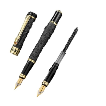 Set fountain pen s glavom zmaja, metalno kućište, graviran logotip, pogodan za učenike i ured