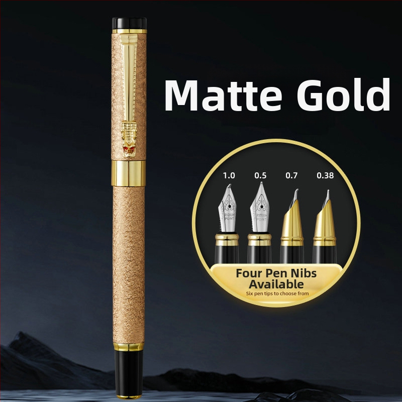Set fountain pen s glavom zmaja, metalno kućište, graviran logotip, pogodan za učenike i ured