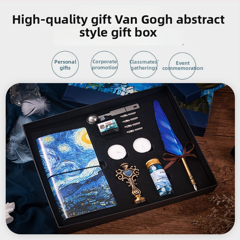 Set pera Van Gogh, europski i britanski stil, dip pero s voskovim pečatom