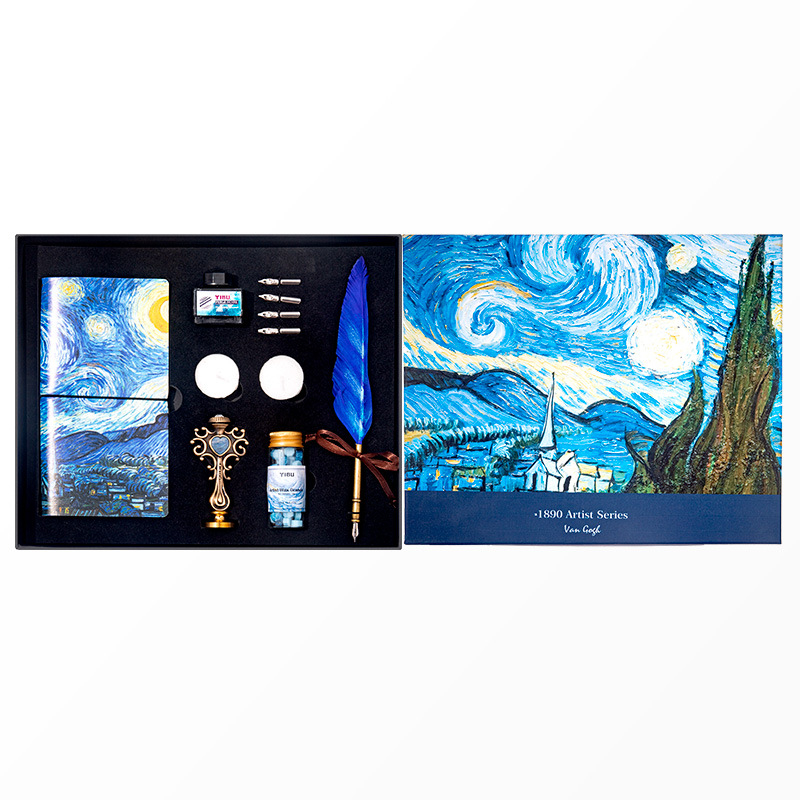 Set pera Van Gogh, europski i britanski stil, dip pero s voskovim pečatom