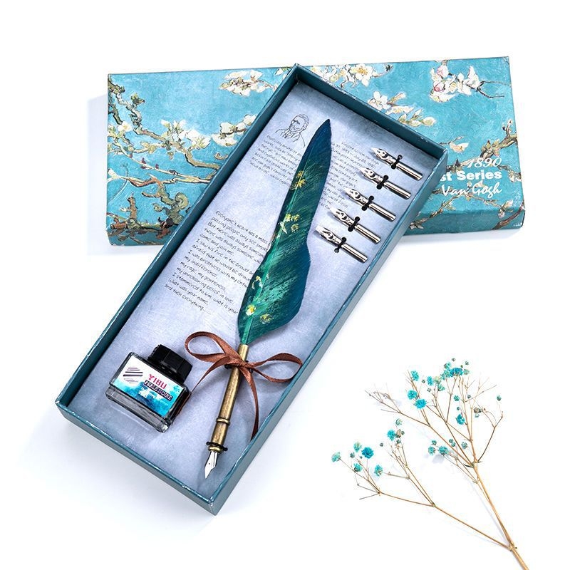 Set pera Van Gogh, europski i britanski stil, dip pero s voskovim pečatom