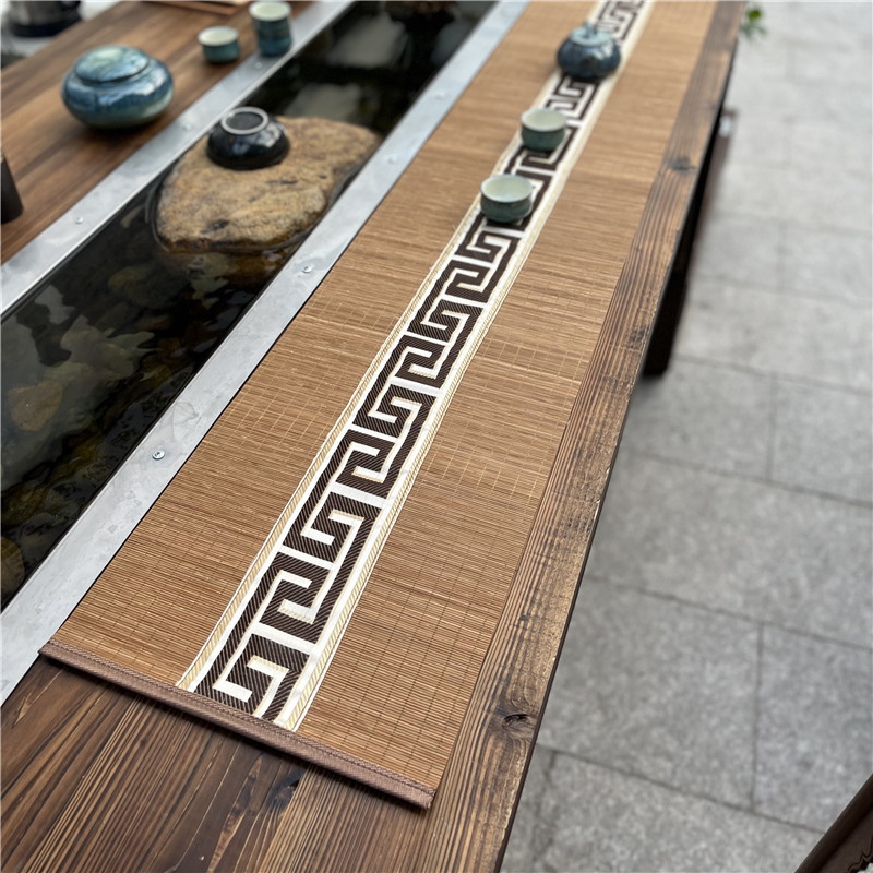 Bambusov stolni ubrus za čajni stol, laneno i pamučno platno, kineskog stila, dimenzije 30x90 cm