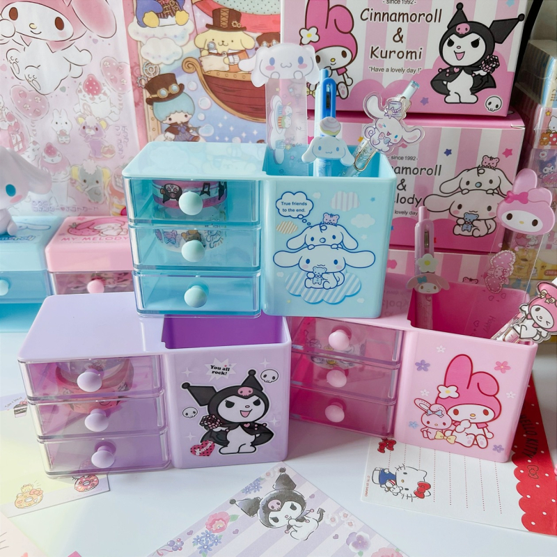 Japanski stil sladak Cinnamon Dog stolni držač olovaka, Kuromi kutija za pohranu, Melody mini organizator s ladicama za učenice