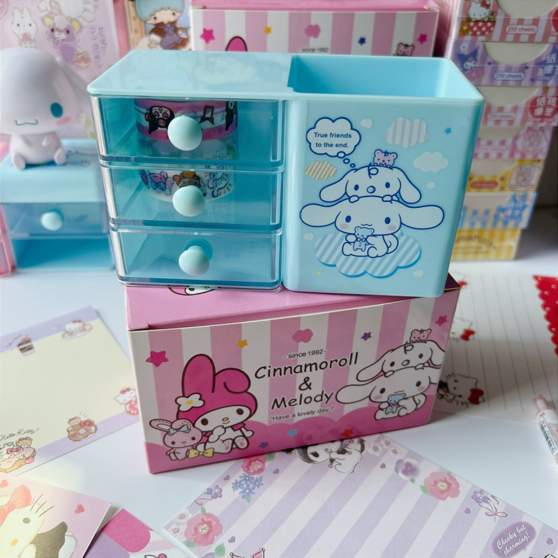 Japanski stil sladak Cinnamon Dog stolni držač olovaka, Kuromi kutija za pohranu, Melody mini organizator s ladicama za učenice