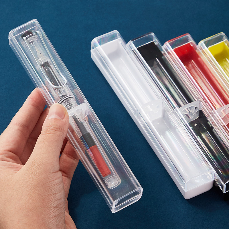 Etui transparent pentru stilou cu capac, cutie elegantă și compactă pentru stiloul de semnătură, finisaj semi-negru transparent