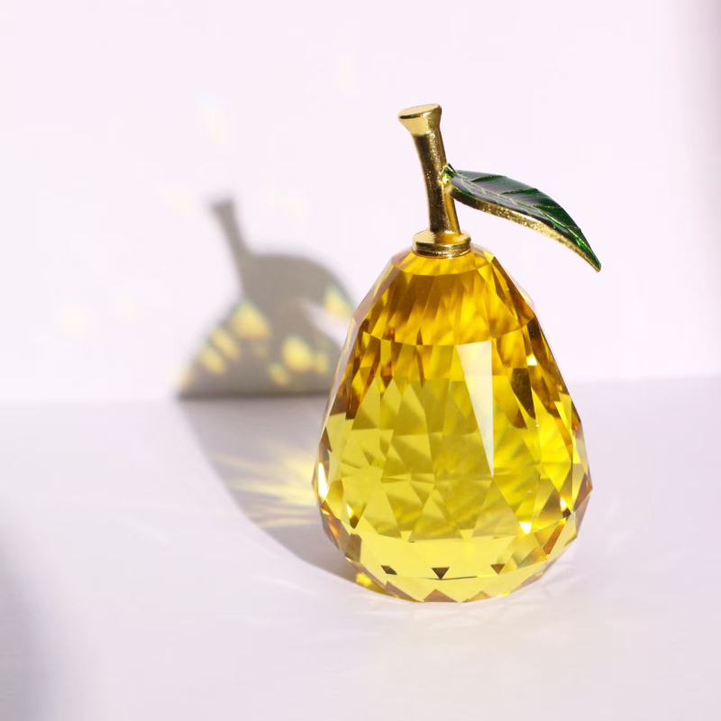 Krištalni ukras Snow Pear, kineskog stila emajl završna, originalni dizajn, privlači sreću za otvorenja, ulazni prostor, dnevni boravak, ured, rekviziti za fotografije