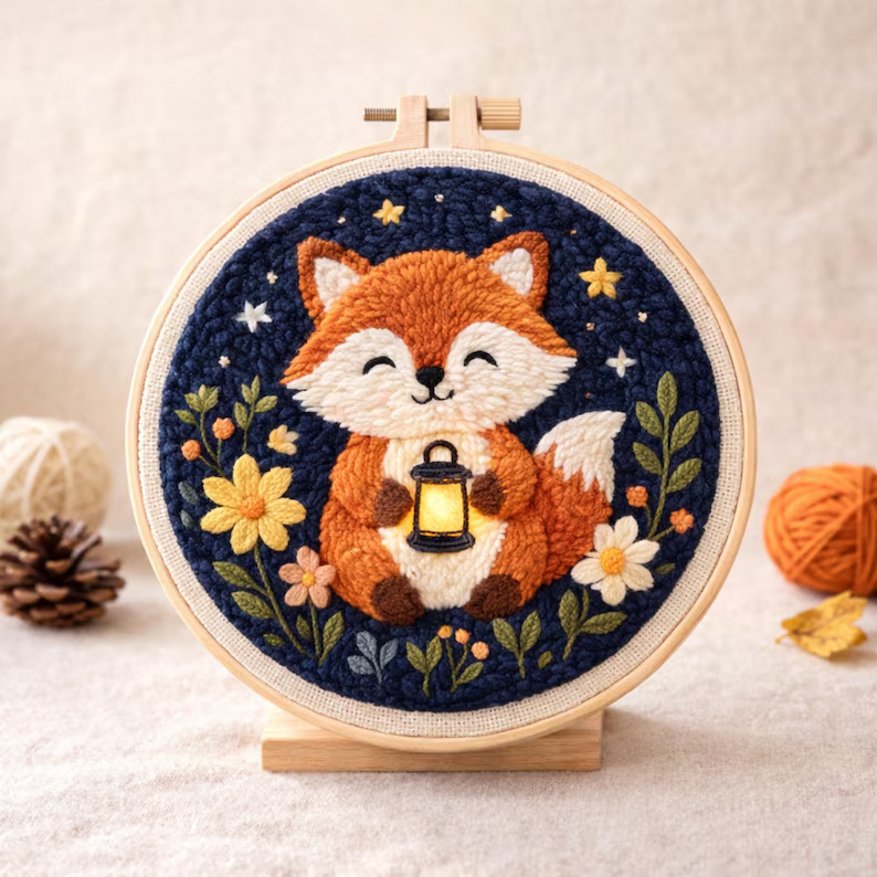 Početnički set za izšivanje s poke-stitch tehnikom i motivima malih životinja