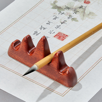 Liupin Hall Drveni držač za olovku i podloga za olovke, ukras četiri dragulja studija, crno Cypress drvo i ružino drvo, kineskog stila