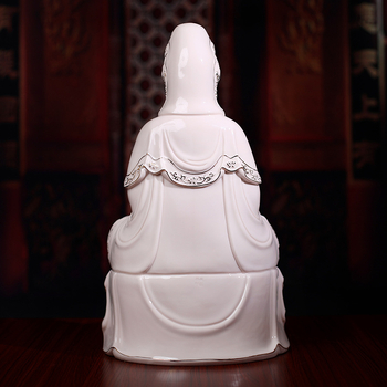 Χειροποίητο άγαλμα Guanyin Bodhisattva, μεγάλο καθιστό σε θέση λωτού, λευκό πορσελάνινο διακόσμητικό για το σπίτι